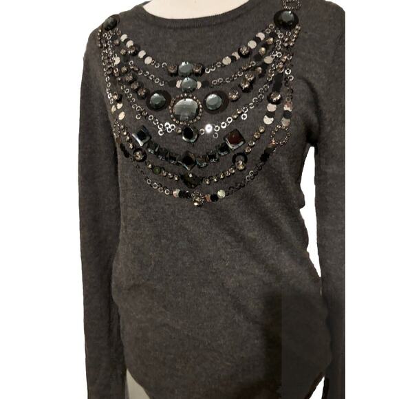 Tory Burch Cashmere Womens Sweater Size M Luxury Boho Embellished Whimsigoth - Picture 2 of 12